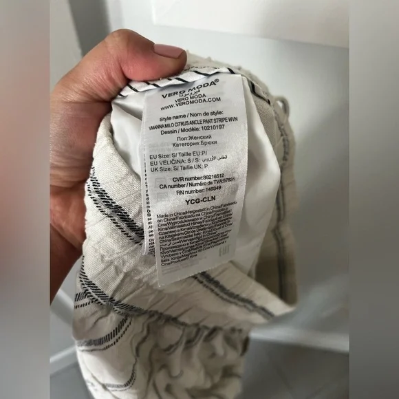 Vero Moda Linen Blend Striped Drawstring Pants Small - Picture 11 of 11